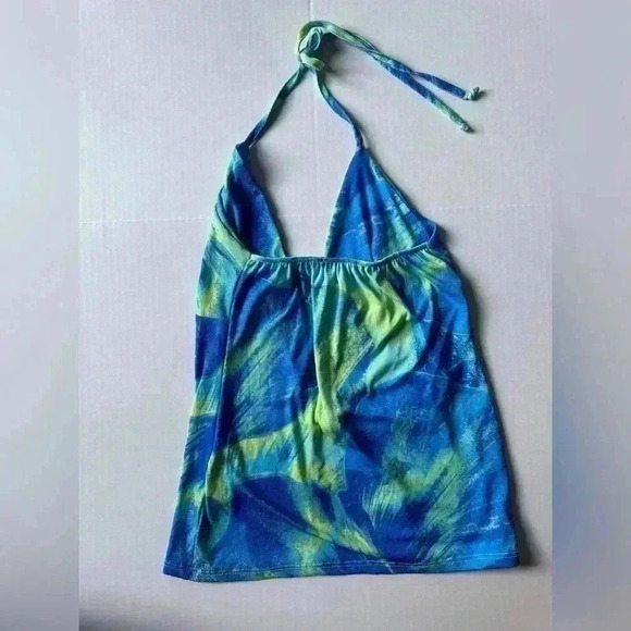 PrettyLittleThings Women’s Blue Abstract Floral Burn Out Printed Top Size 8 - Picture 3 of 7